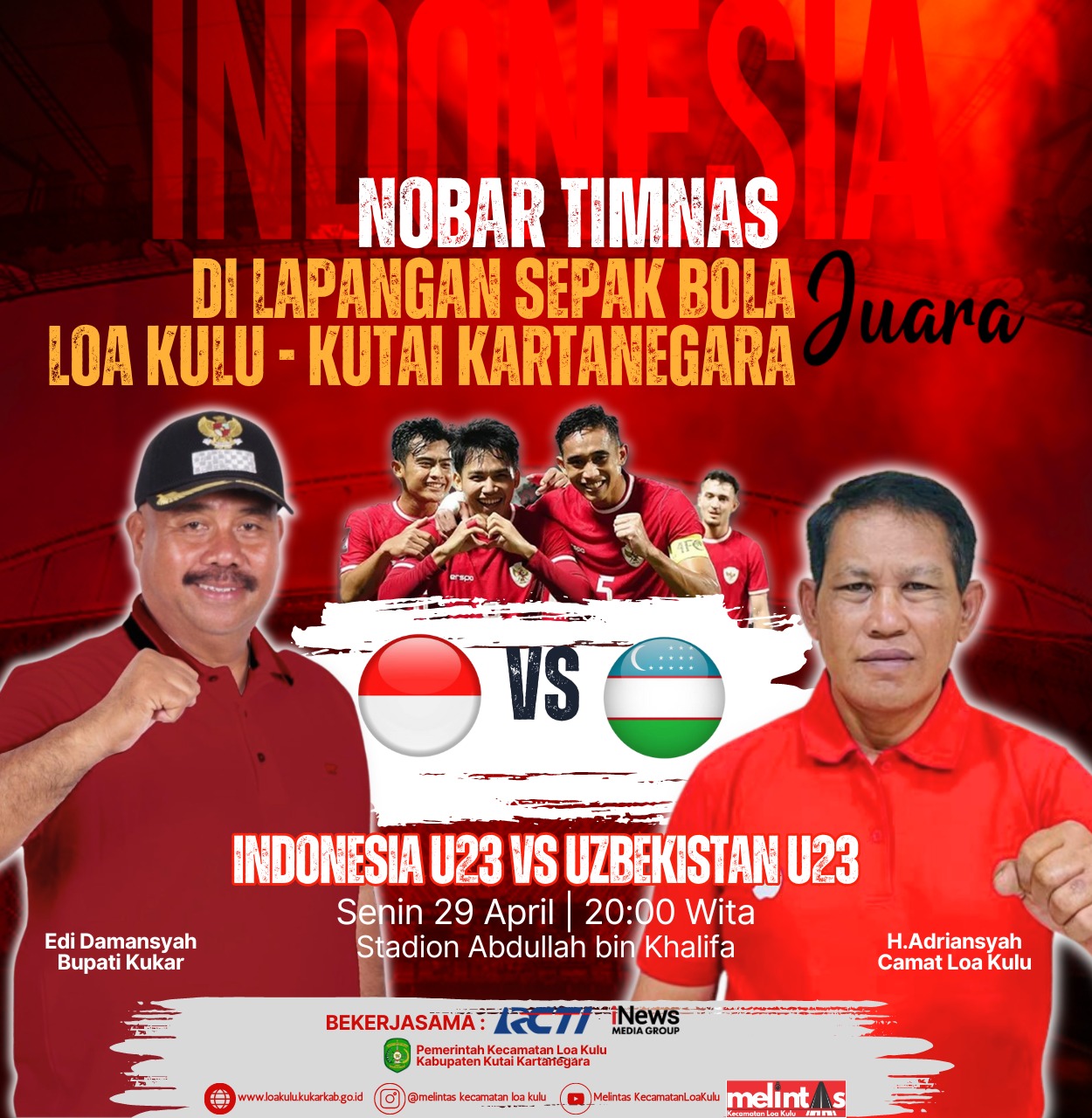 Nonton Bareng Timnas Indonesia Di Lapangan Sepak Bola Kecamatan Loa Kulu