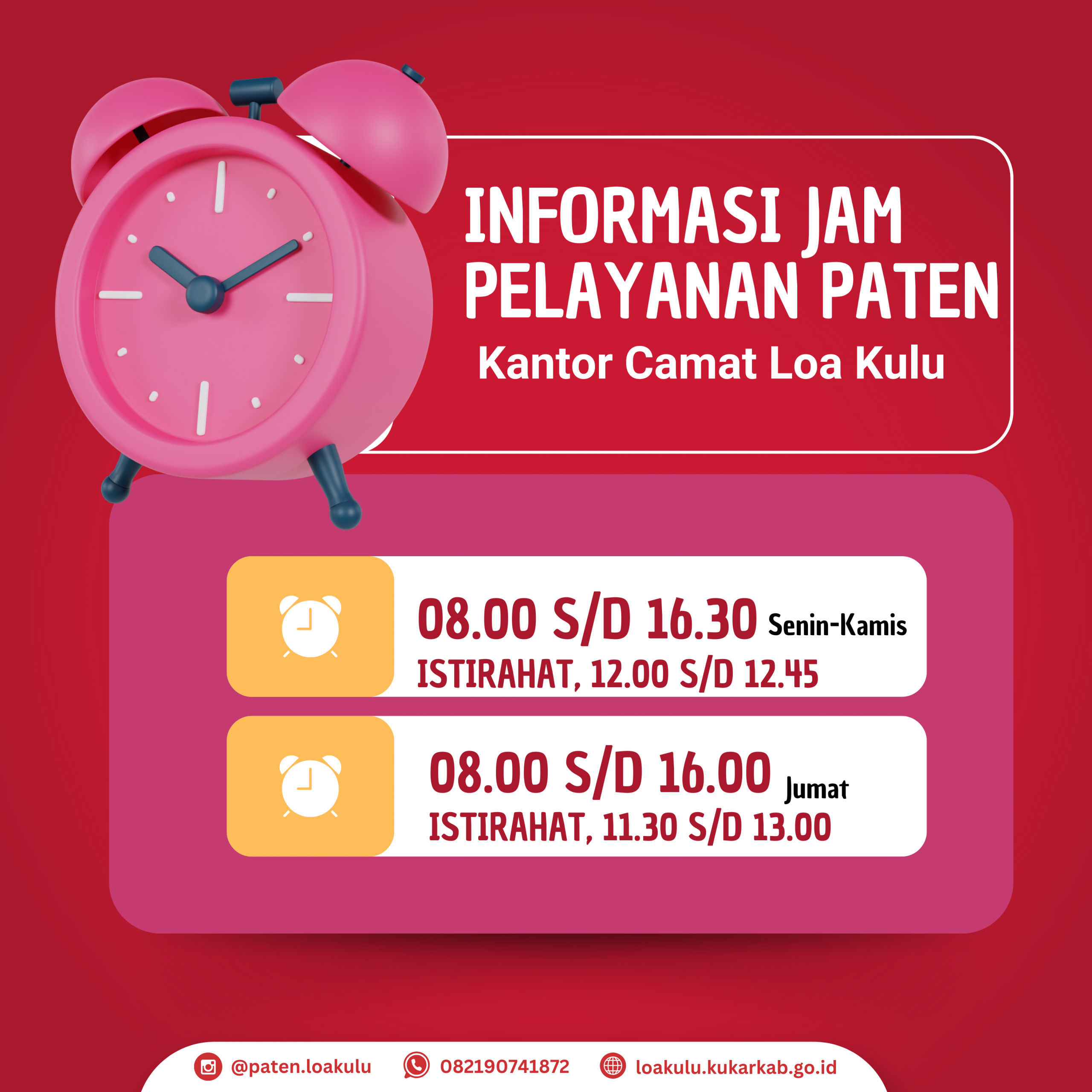 Jam Operasional PATEN Kecamatan Loa Kulu